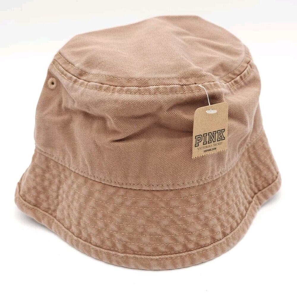Victoria's Secret VS Pink Bucket Hat Sun Cap One Size Hiking Summer Tan New